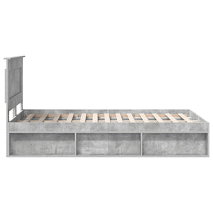 Sängram med huvudgavel Betong 120 x 190 cm Massiv furu