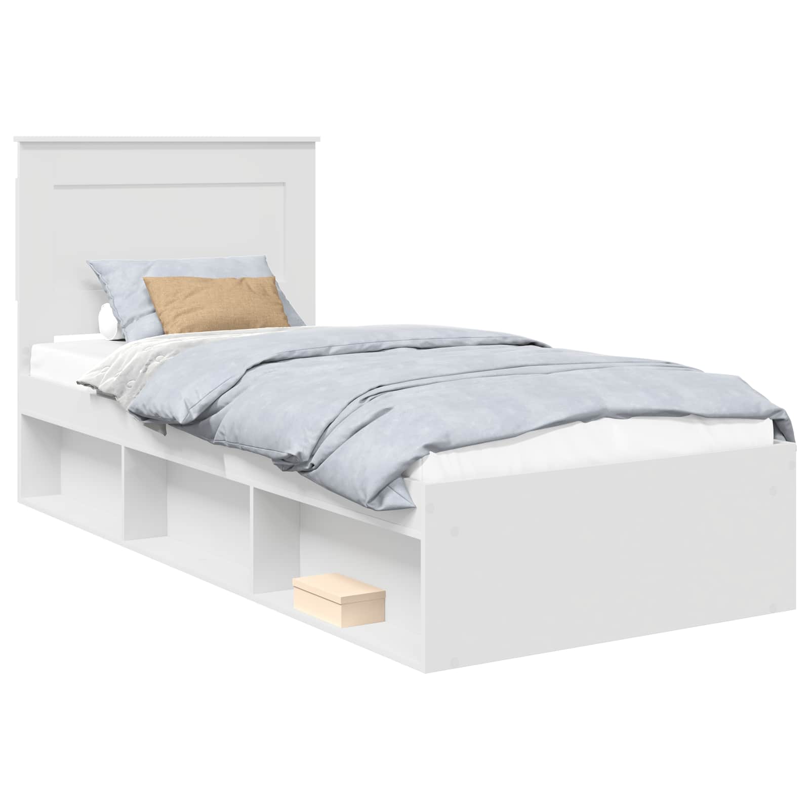 Sängram med huvudgavel Vit 75 x 190 cm Massiv furu