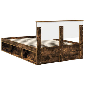 Sängram med huvudgavel Rökt ek 120 x 190 cm Massiv furu