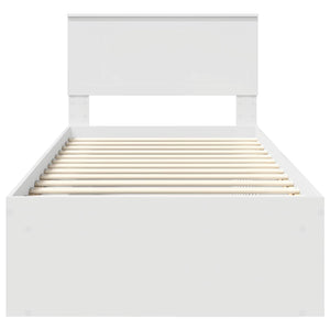 Sängram med huvudgavel Vit 90 x 200 cm Massiv furu