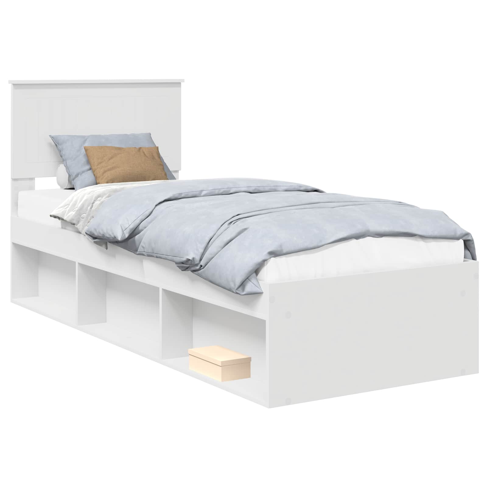 Sängram med huvudgavel Vit 75 x 190 cm Massiv furu
