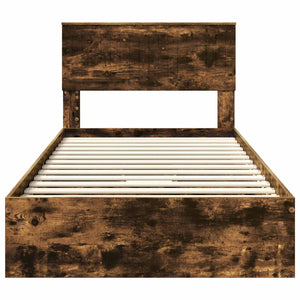 Förvaringssäng med låda Rökt ek 100 x 200 cm Konstruerat trä