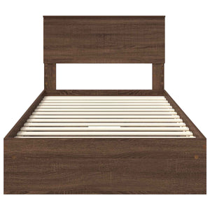 Förvaringssäng med låda Brun Ek 100 x 200 cm Konstruerat trä