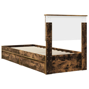 Förvaringssäng med låda Rökt ek 75 x 190 cm Konstruerat trä