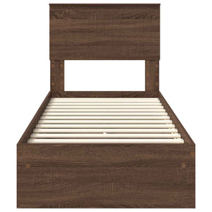 Förvaringssäng med låda Brun Ek 75 x 190 cm Konstruerat trä