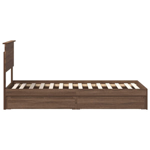 Förvaringssäng med låda Brun Ek 75 x 190 cm Konstruerat trä