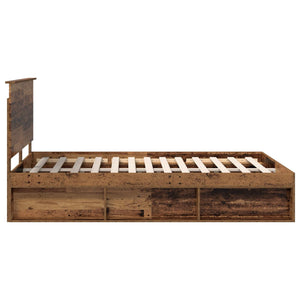 Sängram med huvudgavel Gammalt trä 135 x 190 cm Massiv furu