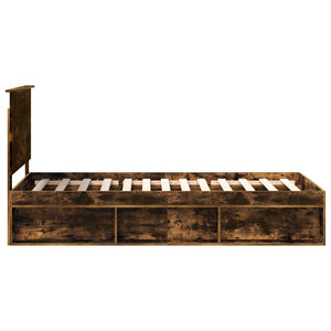 Sängram med huvudgavel Rökt ek 90 x 190 cm Massiv furu