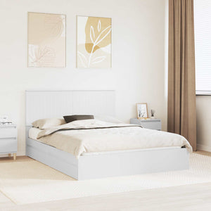 Förvaringssäng med huvudgavel Vit 150 x 200 cm Konstruerat trä