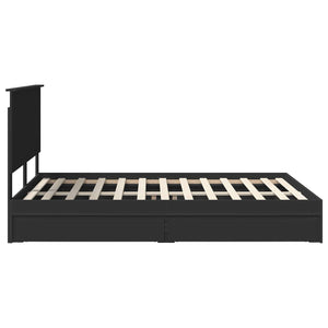 Förvaringssäng med låda Svart 150 x 200 cm Konstruerat trä