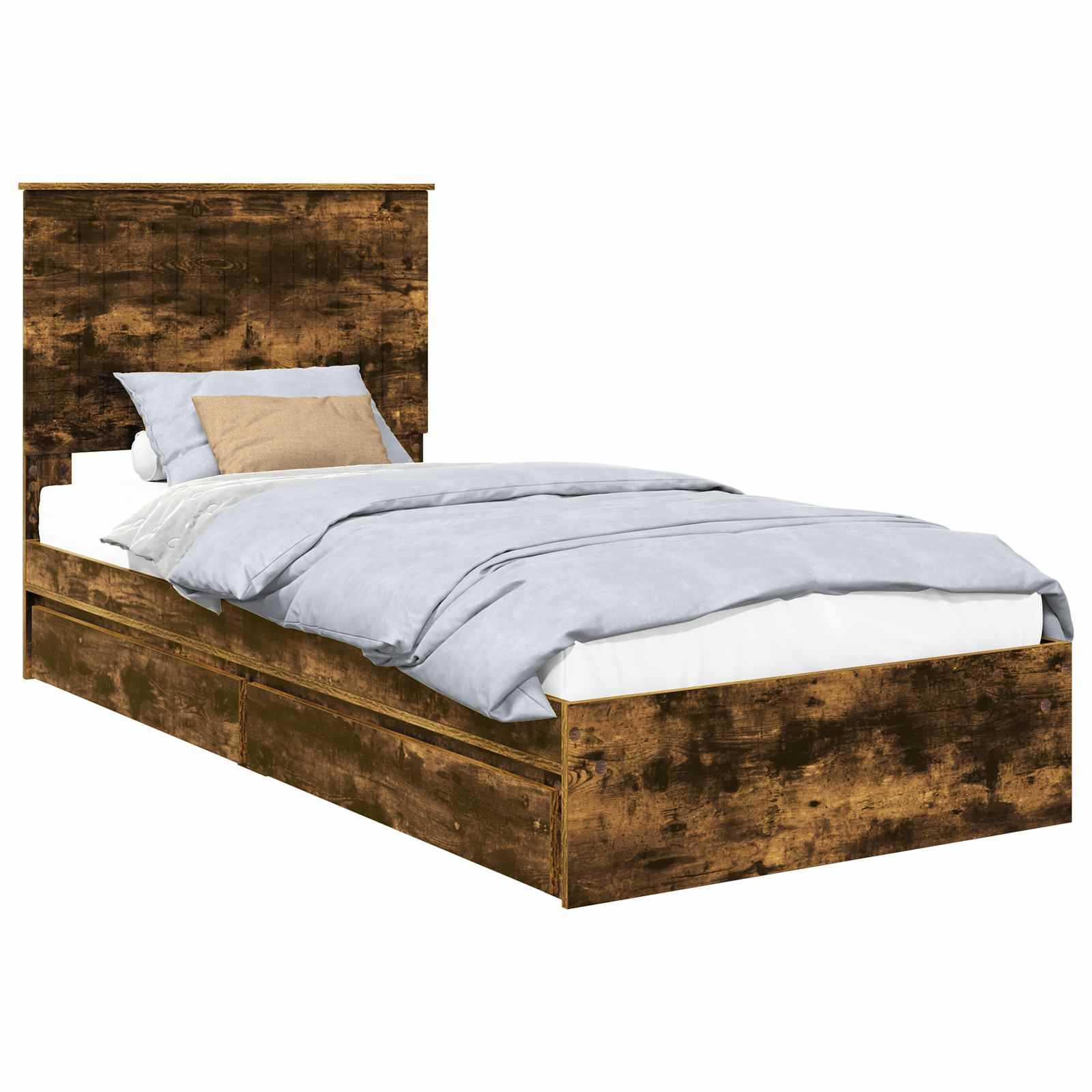 Förvaringssäng med låda Rökt ek 90 x 190 cm Konstruerat trä