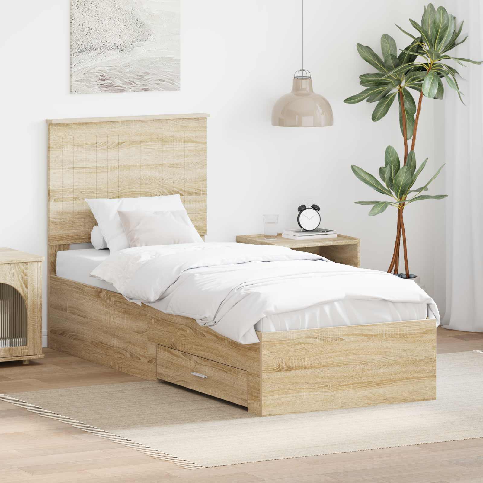 Sängram Sonoma Ek och Silver 70 x 190 cm Konstruerat trä
