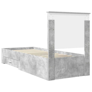 Sängram Betong Grå och Silver 75 x 190 cm Konstruerat trä