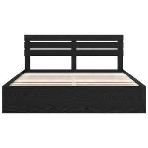 Sängram med huvudgavel Svart 200 x 200 cm Massiv furu