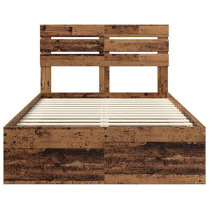 Sängram med huvudgavel Gammalt trä 135 x 190 cm Massiv furu