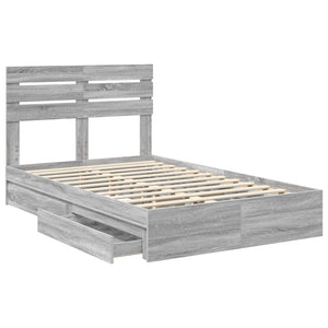 Förvaringssäng med låda Grå Sonoma 120 x 200 cm Konstruerat trä