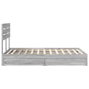 Förvaringssäng med låda Grå Sonoma 120 x 200 cm Konstruerat trä