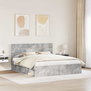 Sängram med huvudgavel Betong 180 x 200 cm Massiv furu