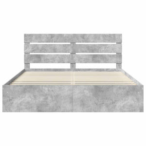 Sängram med huvudgavel Betong 180 x 200 cm Massiv furu