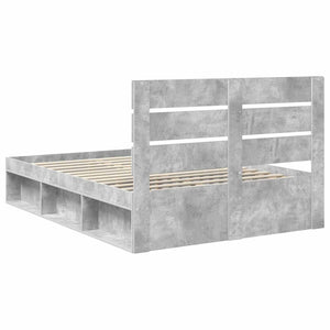 Sängram med huvudgavel Betonggrå 150 x 200 cm Massiv furu