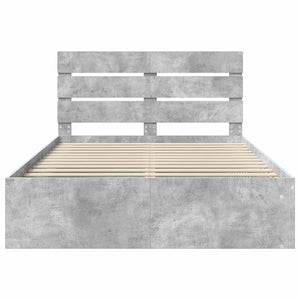 Sängram med huvudgavel Betonggrå 150 x 200 cm Massiv furu