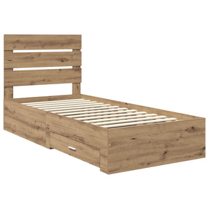 Sängram med låda Artisan Ek 100 x 200 cm Konstruerat trä