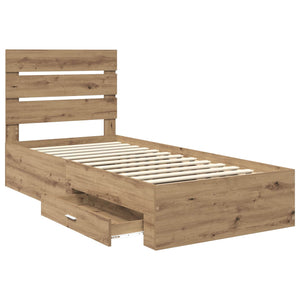 Sängram med låda Artisan Ek 100 x 200 cm Konstruerat trä