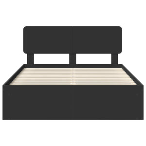 Sängram med huvudgavel Svart 160 x 200 cm Massiv furu