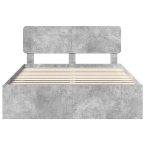 Sängram med huvudgavel Betong 160 x 200 cm Massiv furu