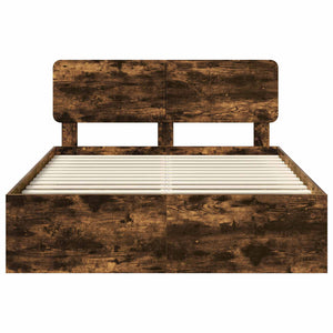 Sängram med huvudgavel Rökt ek 160 x 200 cm Massiv furu