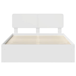 Sängram med huvudgavel Vit 140 x 200 cm Massiv furu