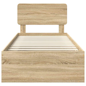 Sängram med huvudgavel Sonoma-ek 90 x 200 cm Massiv furu