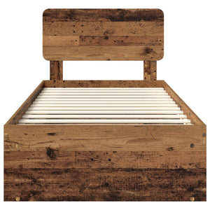 Sängram med huvudgavel Gammalt trä 90 x 190 cm Massiv furu