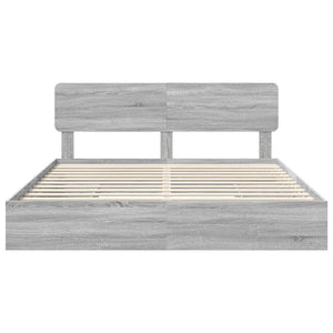 Förvaringssäng med låda Grå Sonoma 180 x 200 cm Konstruerat trä