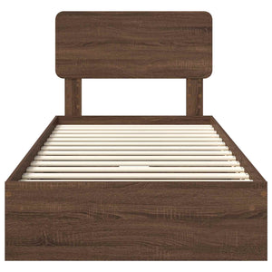 Förvaringssäng med låda Brun Ek 100 x 200 cm Konstruerat trä