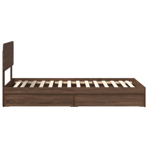 Förvaringssäng med låda Brun Ek 100 x 200 cm Konstruerat trä