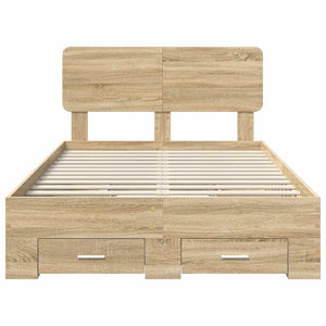 Sängram med huvudgavel Sonoma-ek 120 x 200 cm Konstruerat trä