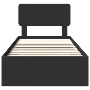 Sängram med huvudgavel Svart 75 x 190 cm Konstruerat trä