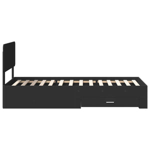 Sängram med huvudgavel Svart 75 x 190 cm Konstruerat trä