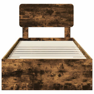 Sängram med huvudgavel Rökt ek 75 x 190 cm Konstruerat trä