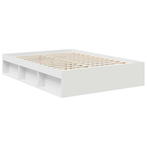 Sängram med huvudgavel Vit 140 x 200 cm Massiv furu