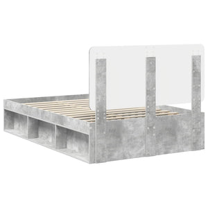 Sängram med huvudgavel Betonggrå 135 x 190 cm Massiv furu