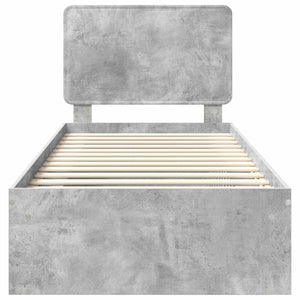 Sängram med huvudgavel Betong 90 x 200 cm Massiv furu