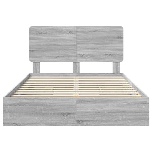 Förvaringssäng med låda Grå Sonoma 150 x 200 cm Konstruerat trä
