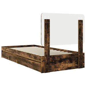 Förvaringssäng med låda Rökt ek 75 x 190 cm Konstruerat trä