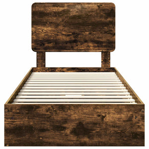 Förvaringssäng med låda Rökt ek 75 x 190 cm Konstruerat trä