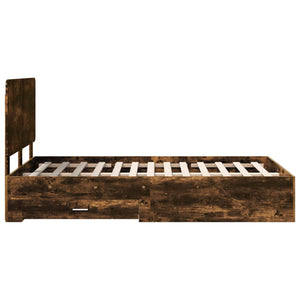 Sängram med huvudgavel Rökt ek 135 x 190 cm Konstruerat trä