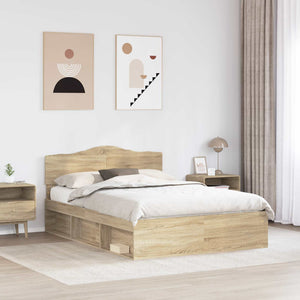 Sängram med huvudgavel Sonoma-ek 150 x 200 cm Massiv furu