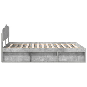 Sängram med huvudgavel Betong 140 x 200 cm Massiv furu