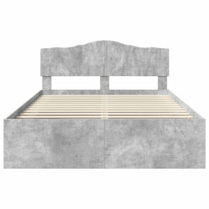 Sängram med huvudgavel Betong 140 x 190 cm Massiv furu